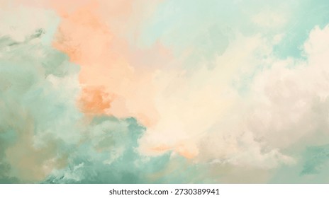 Green Turquoise background of renaissance cloud painting