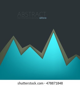 Green turquoise background serrated paper layer with line on black dark space for text and message design