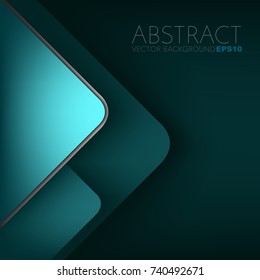 Green turquoise background with silver line triangle arrow element with space for text and background 