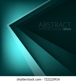 Green turquoise background , triangle corner element with silver line overlap layer on green dark space for presentation background design , vector