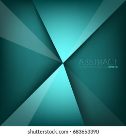 Green turquoise background triangle element overlap layer and dark space for text design
