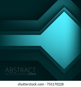 Green turquoise background vector geometric element overlap pair on black dark space for text and background design