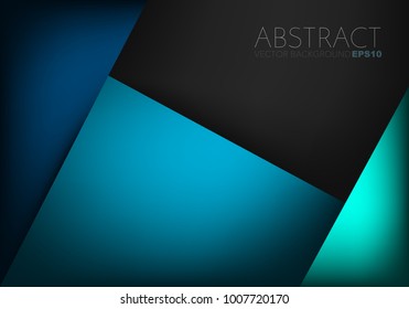 Green turquoise and blue background vector geometric square box overlap layer on black space for text design