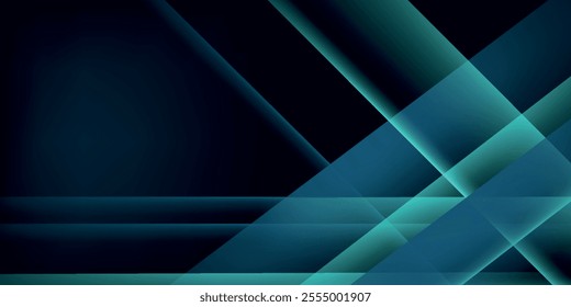 Green turquoise and Blue background vector overlap layer on dark space for background design