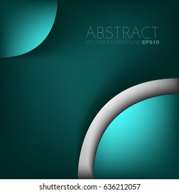 Green turquoise circle background with silver line curve on dark space for text design
