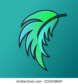 Green turquoise color leaf vector logo flat icon set. Isolated leaves shapes on white background. Bio plant and tree floral forest concept design.