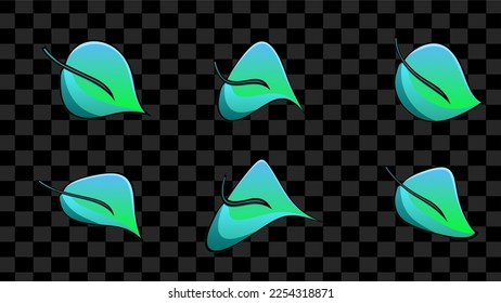 Green turquoise color leaf vector logo flat icon set. Isolated leaves shapes on white background. Bio plant and tree floral forest concept design.