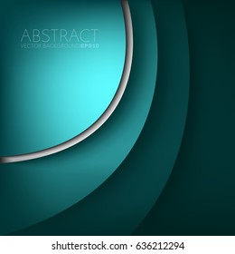 Green turquoise curve background vector overlap layer with silver line curve and space for text design