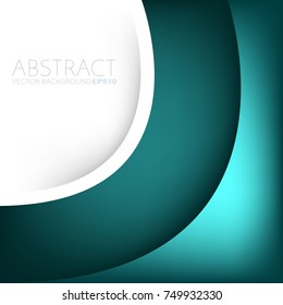 Green turquoise curve background vector with white space for text design