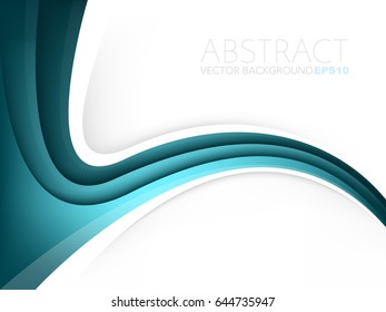 Green turquoise curve line background gradient color overlap layer with white space for text design , vector