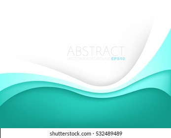 Green turquoise curve line layer background with white space for add text , vector