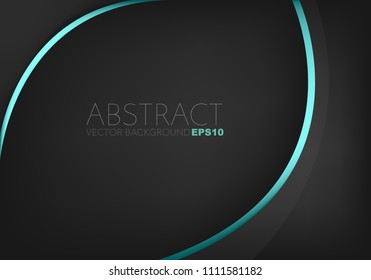Green turquoise curve line vector background overlap layer on black space for text and background design