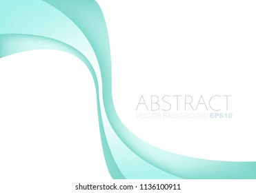 Green turquoise curve line vector background on white paper space