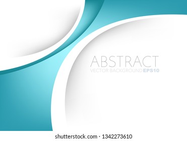Green turquoise curve line vector background overlap with white space for design