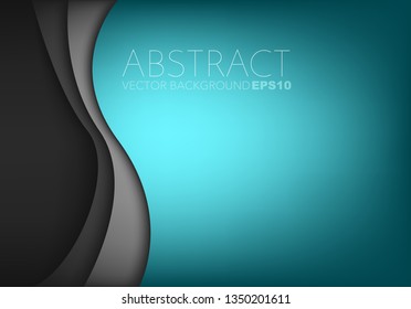 Green turquoise curve line vector background with black space