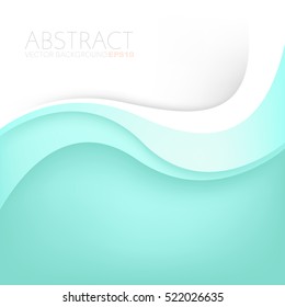 Green turquoise curve line vector background overlap paper layer with white space for text and message artwork design