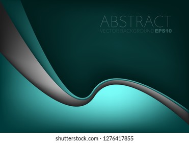 Green turquoise curve overlap layer with silver line and space for design