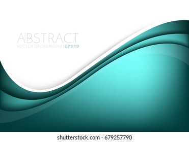 Green turquoise curve vector background overlap layer on white background for text design