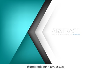 Green turquoise geometric triangle vector background with silver line and white space for text and background design