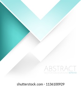 Green turquoise geometric vector background with triangle element overlap layer on white space for text and background design