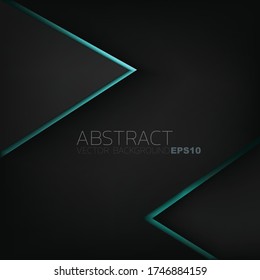 Green turquoise line vector background triangle element overlap layer on black background with space for design