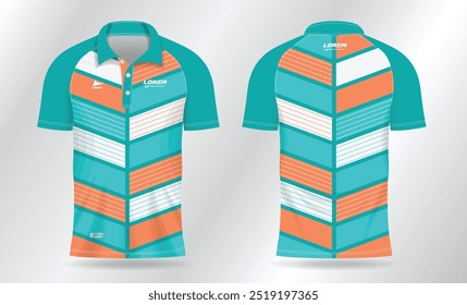 green turquoise and orange sports shirt jersey design template