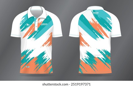 modelo de design de camisa verde turquesa e laranja esportes