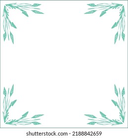 Green turquoise ornamental frame, decorative border for greeting cards, banners, business cards, invitations, menus. Isolated vector illustration.