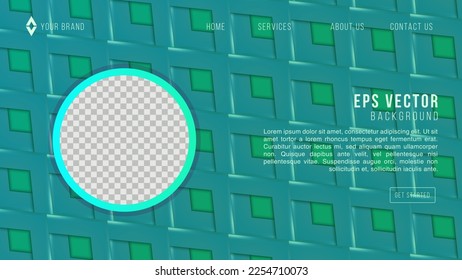 Green turquoise pattern background Dynamic shapes composition for landing page website
