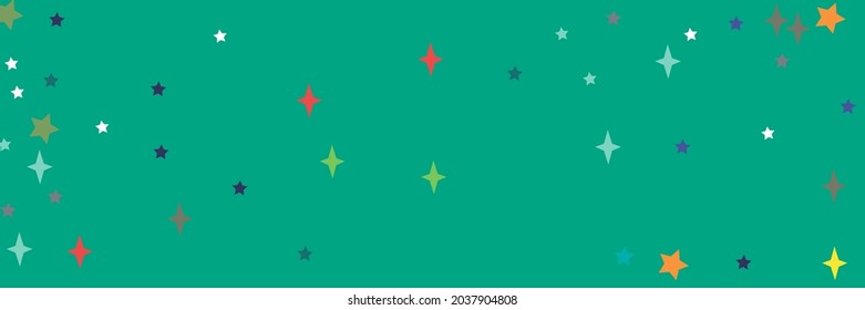 Green Turquoise Sea Bright Red Yellow Pastel Violet Sky Background. Multicolor Stars Indigo Colorful Chaotic Azure Blue Design Pic. Vivid Vibrant Pink Orange White Lavender Print Stars Pattern.