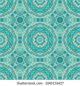 Green - turquoise seamless ornamental vector pattern
