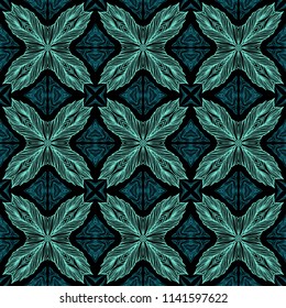 Green - turquoise seamless ornamental vector texture
