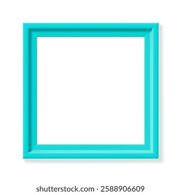 Green turquoise square picture frame. Minimalistic detailed photo realistic frame. Graphic design element for scrapbooking, art work presentation, web, flyers, posters. Vector illustration.