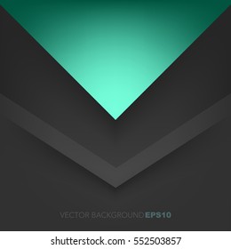 Green turquoise triangle background with black dark space triangle for text and message artwork design , Vector