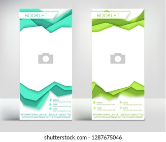 Green turquoise triangle geometric brochure vector background header flyer design overlap layer on white and black element with space for design