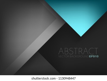 Green turquoise triangle vector background geometric overlap layer on black space for text and background design