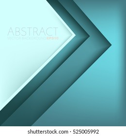 Green turquoise triangle vector background with overlap paper layer gradient color with space for text and message artwork design