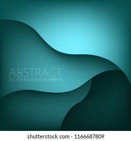 Green turquoise vector background with curve line overlap layer on dark space for text and background design