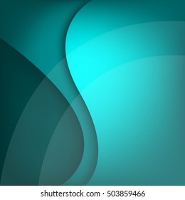 Green turquoise vector background curve line layer paper with space for design