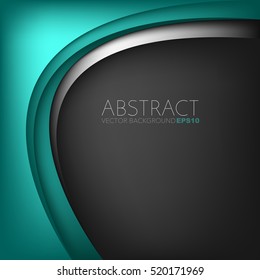 Green turquoise vector background. green turquoise curve line overlap paper layer with black space for text and message design