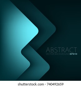 Green turquoise vector background triangle and arrow element overlap layer on green dark space for text and background design