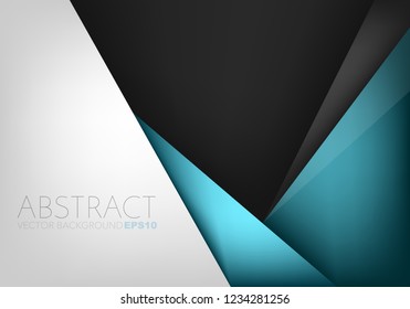 Green turquoise vector geometric background triangle element overlap layer on black and white space for text and background design