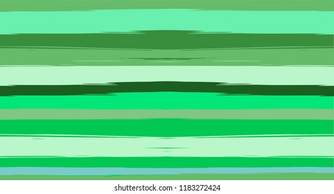 Green, Turquoise Vector Watercolor Sailor Stripes Cute Seamless Summer Pattern. Horizontal Brushstrokes Retro Vintage Grunge Fabric Texture Design. Hand Painted Ink Trace, Male or Female Clothing
