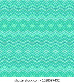 Green - turquoise zigzag woven seamless ornamental vector pattern