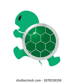 Green Turtle, cartoon, isolated on white background, vector illustration design, can be used for t-shirt design drawings, children's fashion motifs, comics, dolls etc.