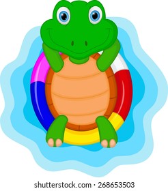 green turtle cartoon relaxing