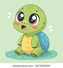 Green turtle cartoon  vector illustration  design 