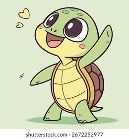 Green turtle cartoon  vector illustration  design 