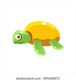 Green Turtle Character Isolated Flat Childish Colorful Vector Icon On White Background