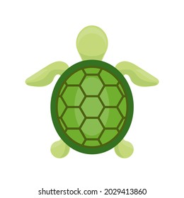 Green turtle flat icon. Pictogram for web. Simple symbol isolated on white background. Vector eps10